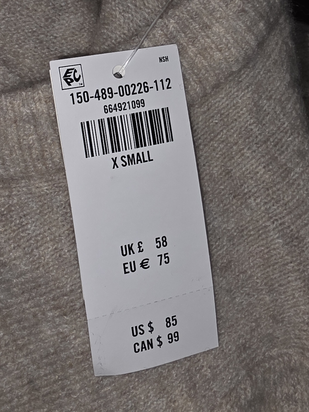 NWT Abercrombie & Fitch XS Merino Wool Blend Pearl Button Cardigan Beige - Picture 8 of 9